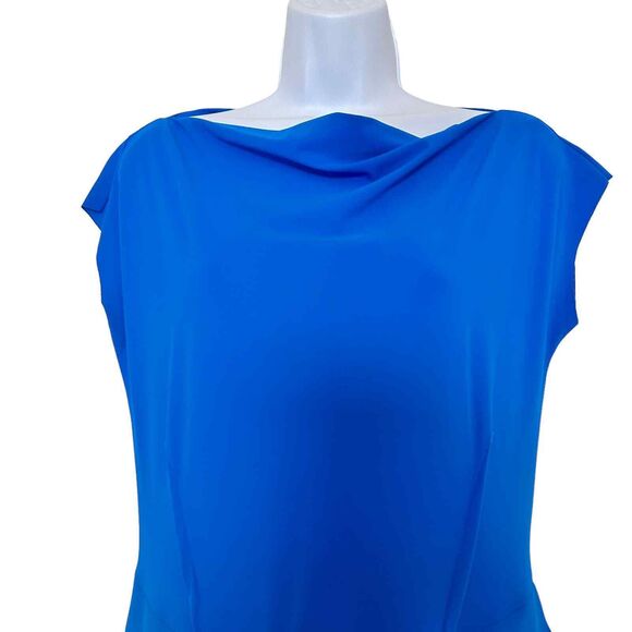 Chiara Boni La Petite Cobalt Gathered Cowl Neck Dress cocktail party Size 48 - Picture 14 of 15